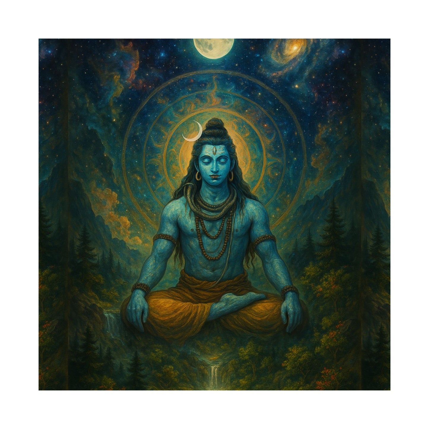 Meditative Shiva Vertical Poster - Cosmic Wall Art for Spiritual Vibes