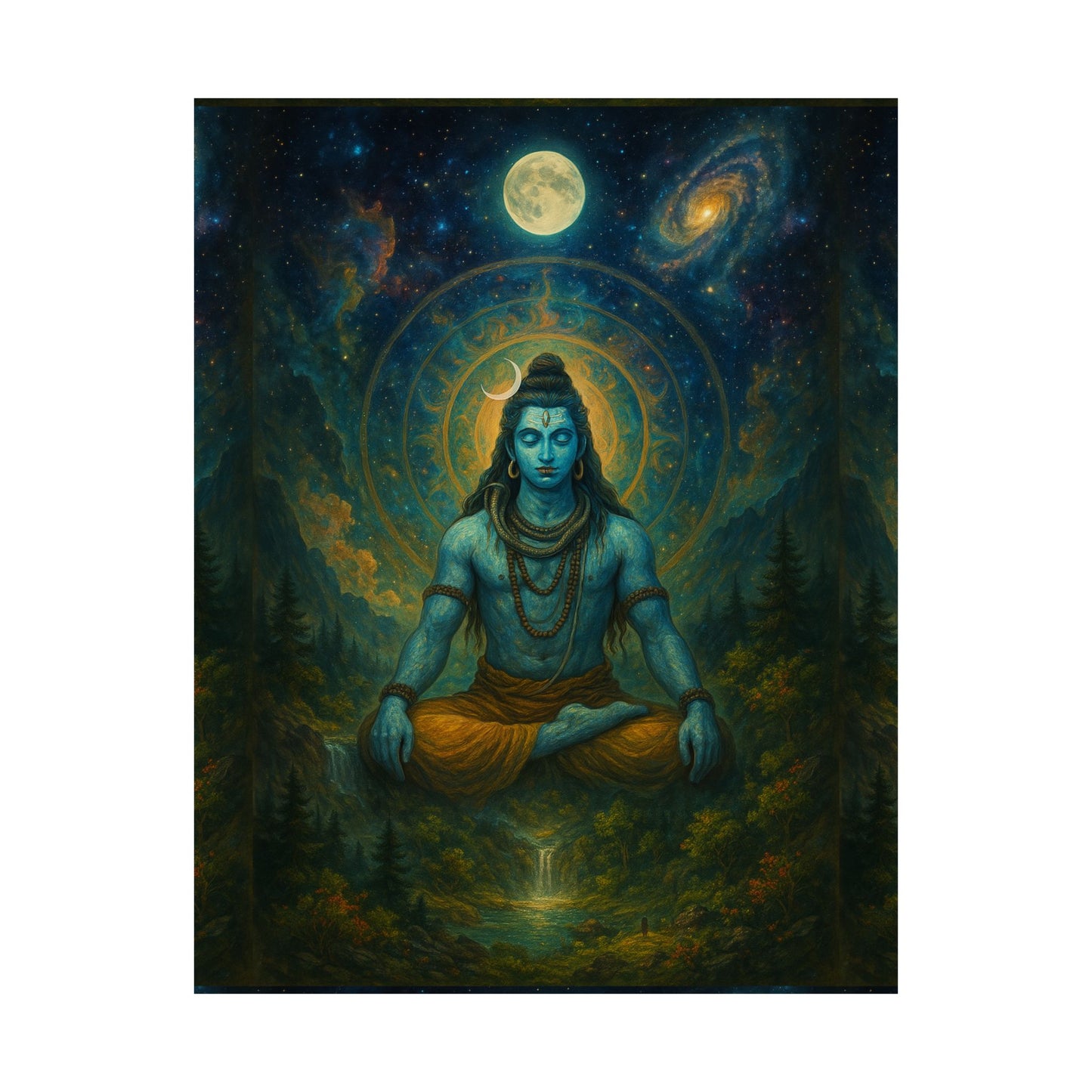 Meditative Shiva Vertical Poster - Cosmic Wall Art for Spiritual Vibes