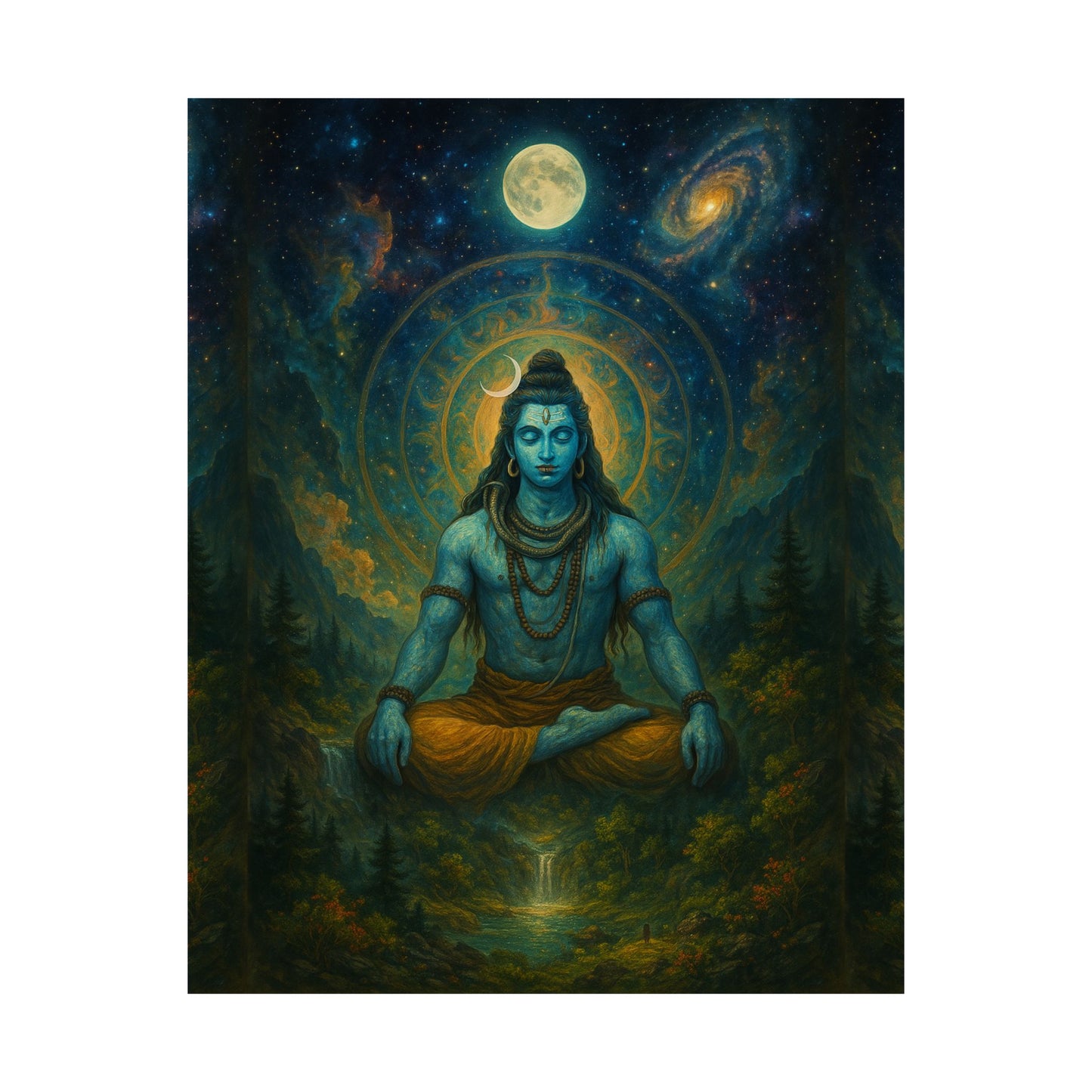 Meditative Shiva Vertical Poster - Cosmic Wall Art for Spiritual Vibes
