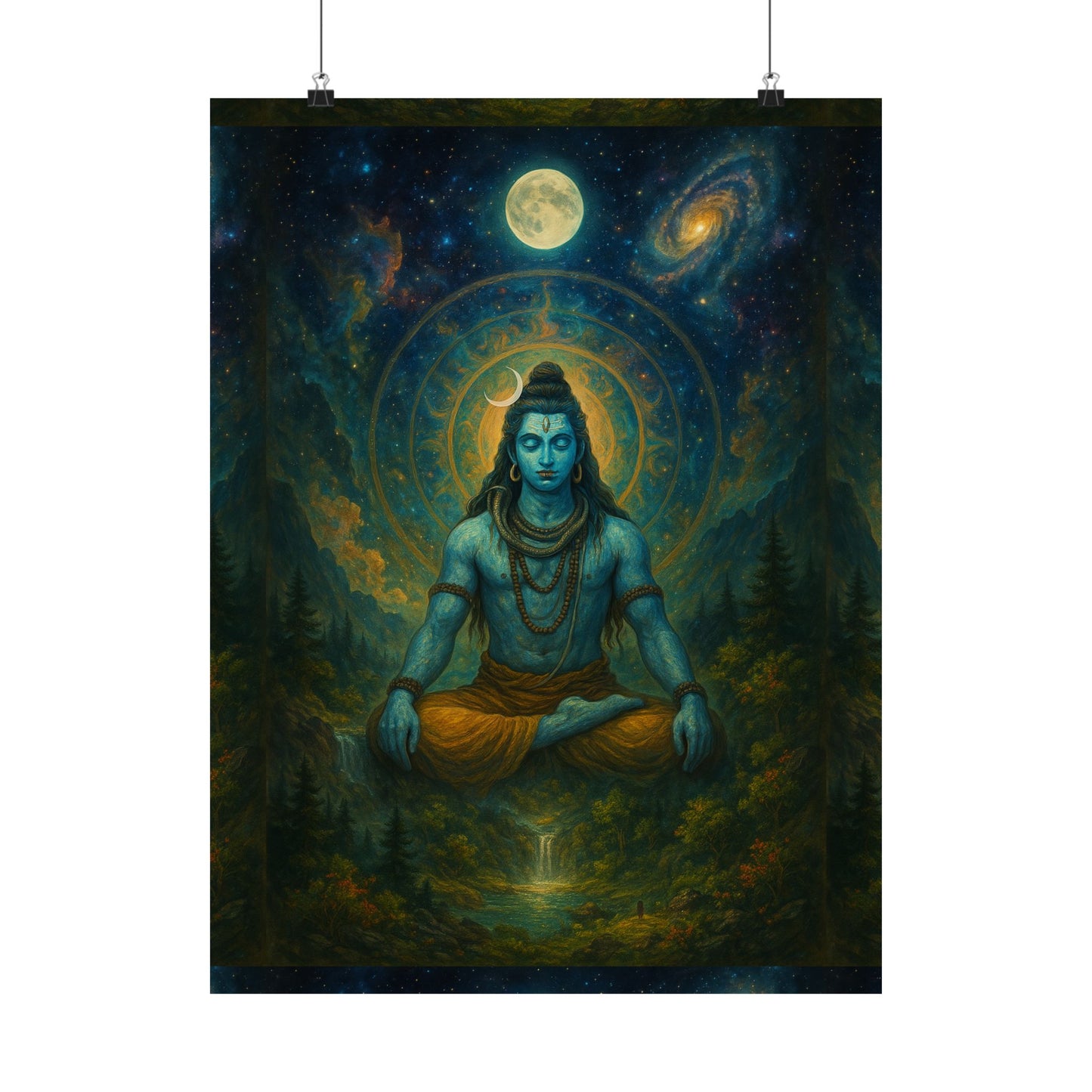 Meditative Shiva Vertical Poster - Cosmic Wall Art for Spiritual Vibes